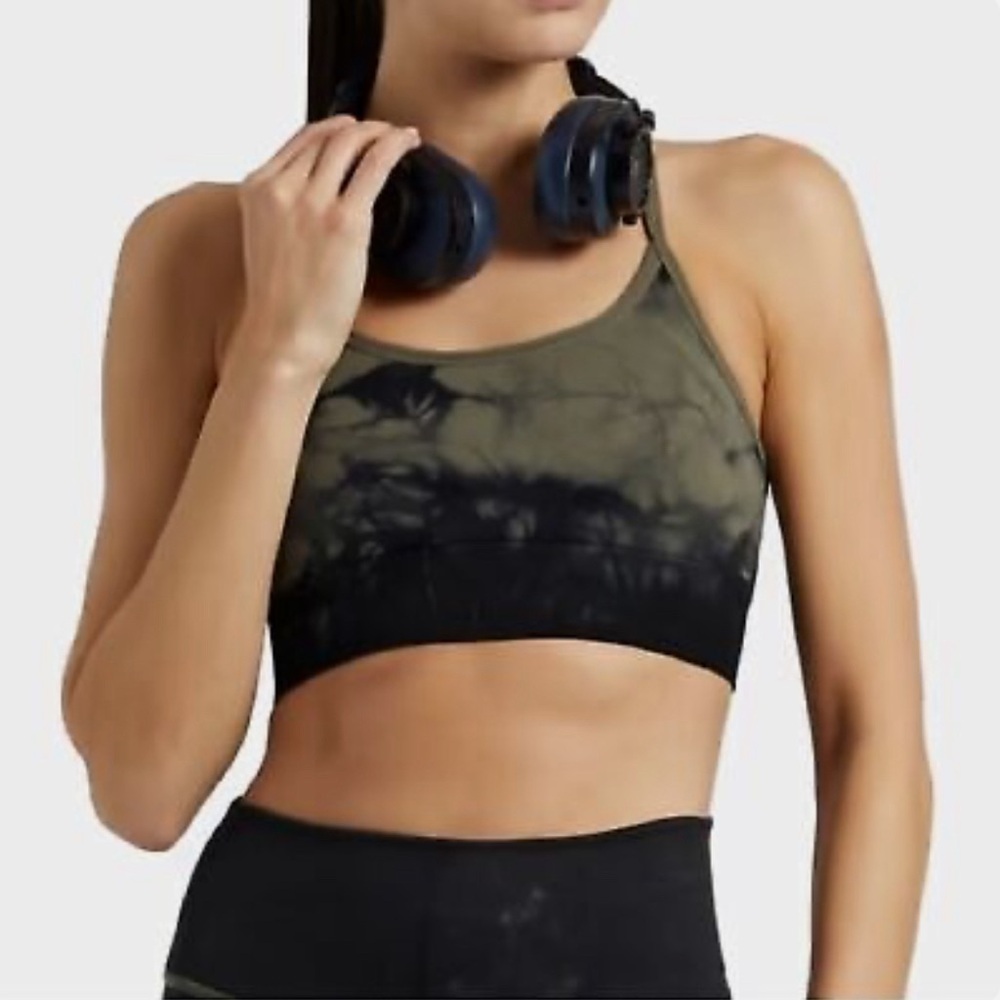 Good American Black and Olive Sports Bra